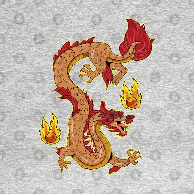 Vintage Fire Chinese Dragon Gift Print Asian Culture  Zip Print by Linco